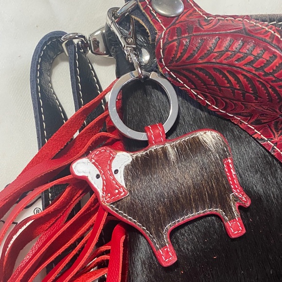 Holy Cow Couture Red and Black Fringe Shoulder/backpack Bag - Picture 8 of 11